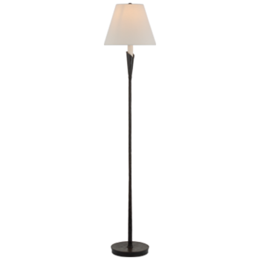 Picture of Aiden Accent Floor Lamp in Aged Iron with Linen Shade