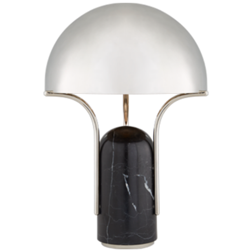 Picture of Affinity Medium Dome Table Lamp in Black Marble with Polished Nickel Shade