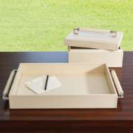 Picture of WRAPPED LEATHER HANDLE BOX-IVORY