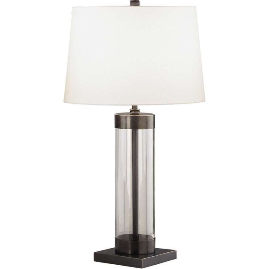 Picture of ROBERT ABBEY ANDRE TABLE LAMP IN CLEAR GLASS CYLINDER WITH DEEP PATINA BRONZE ACCENTS Z3318
