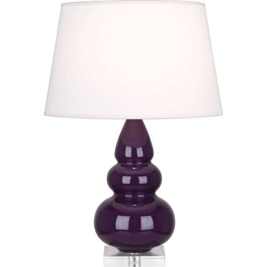Picture of ROBERT ABBEY AMETHYST SMALL TRIPLE GOURD ACCENT LAMP IN AMETHYST GLAZED CERAMIC WITH LUCITE BASE A380X