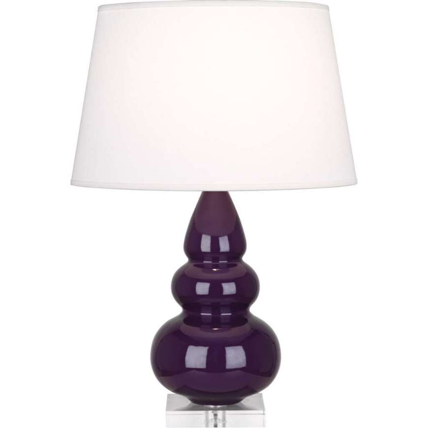 Picture of ROBERT ABBEY AMETHYST SMALL TRIPLE GOURD ACCENT LAMP IN AMETHYST GLAZED CERAMIC WITH LUCITE BASE A380X