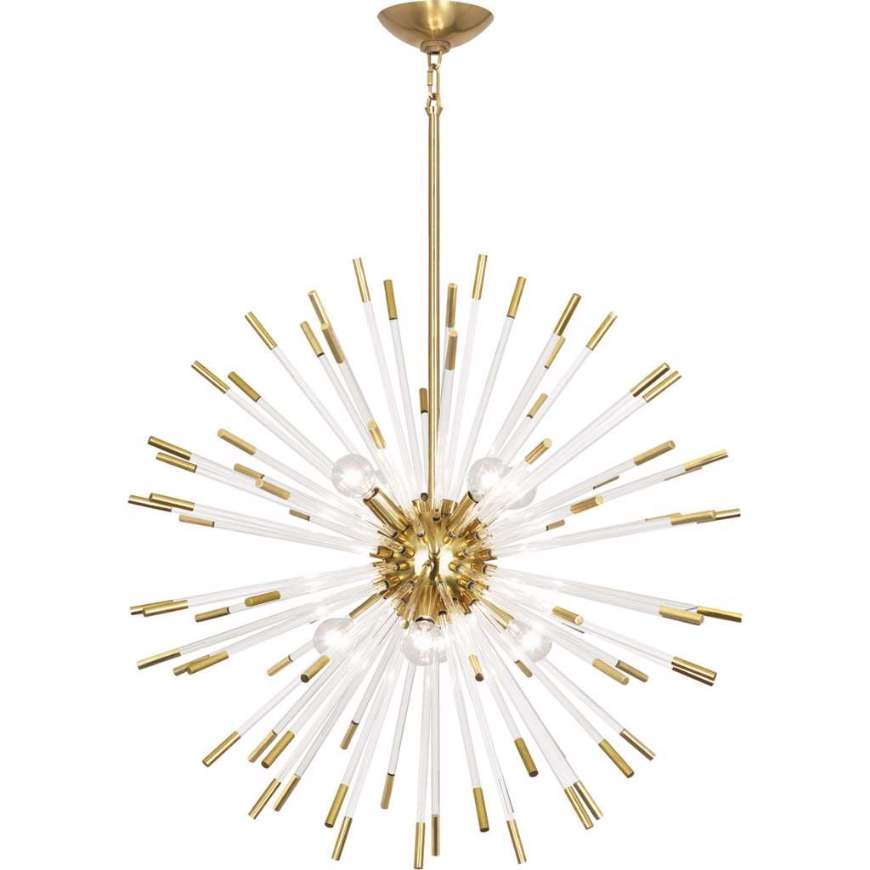 Picture of ROBERT ABBEY ANDROMEDA CHANDELIER IN MODERN BRASS FINISH WITH CLEAR ACRYLIC RODS 166