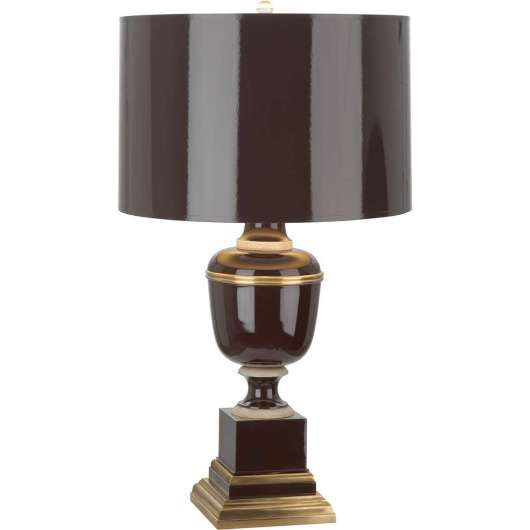Picture of ROBERT ABBEY ANNIKA TABLE LAMP IN CHOCOLATE LACQUERED PAINT WITH NATURAL BRASS AND IVORY CRACKLE ACCENTS 2502