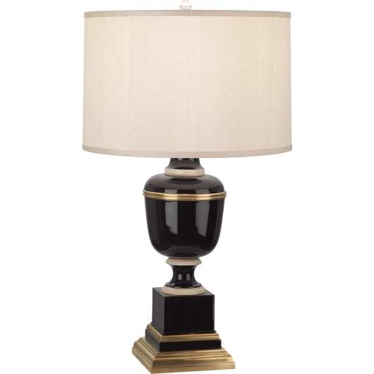 Picture of ROBERT ABBEY ANNIKA TABLE LAMP IN BLACK LACQUERED PAINT WITH NATURAL BRASS AND IVORY CRACKLE ACCENTS 2503X