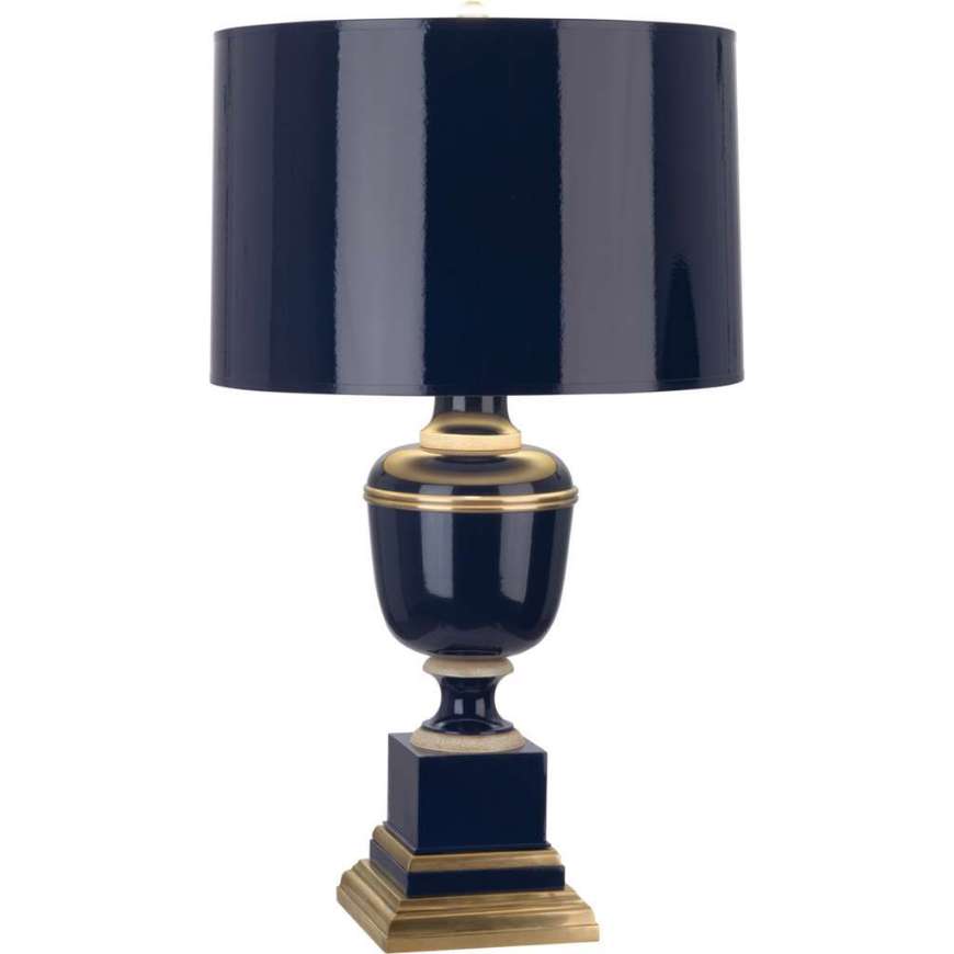 Picture of ROBERT ABBEY ANNIKA TABLE LAMP IN COBALT LACQUERED PAINT WITH NATURAL BRASS AND IVORY CRACKLE ACCENTS 2500