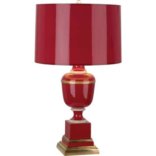 Picture of ROBERT ABBEY ANNIKA TABLE LAMP IN RED LACQUERED PAINT WITH NATURAL BRASS AND IVORY CRACKLE ACCENTS 2501