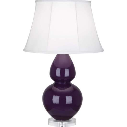 Picture of ROBERT ABBEY AMETHYST DOUBLE GOURD TABLE LAMP IN AMETHYST GLAZED CERAMIC WITH LUCITE BASE A747