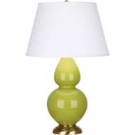 Picture of ROBERT ABBEY APPLE DOUBLE GOURD TABLE LAMP IN APPLE GLAZED CERAMIC WITH ANTIQUE NATURAL BRASS FINISHED ACCENTS 1663X