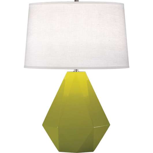Picture of ROBERT ABBEY APPLE DELTA TABLE LAMP IN APPLE GLAZED CERAMIC WITH POLISHED NICKEL ACCENTS 935