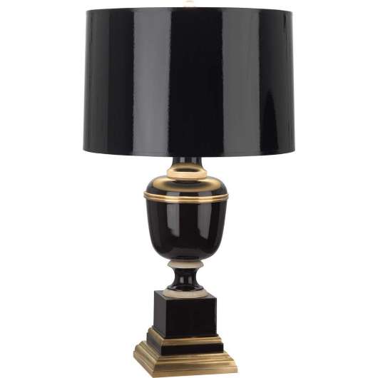 Picture of ROBERT ABBEY ANNIKA TABLE LAMP IN BLACK LACQUERED PAINT WITH NATURAL BRASS AND IVORY CRACKLE ACCENTS 2503