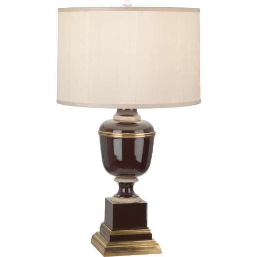 Picture of ROBERT ABBEY ANNIKA TABLE LAMP IN CHOCOLATE LACQUERED PAINT AND NATURAL BRASS WITH IVORY CRACKLE ACCENTS 2502X