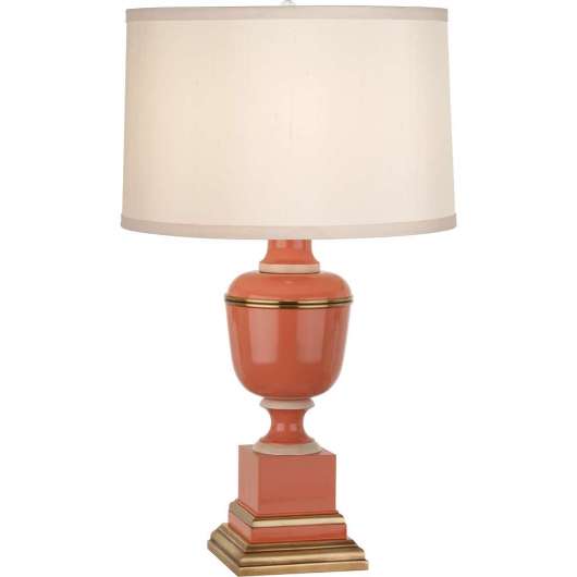 Picture of ROBERT ABBEY ANNIKA ACCENT LAMP IN TANGERINE LACQUERED PAINT AND NATURAL BRASS WITH IVORY CRACKLE ACCENTS 2603X