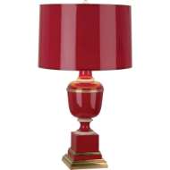 Picture of ROBERT ABBEY ANNIKA ACCENT LAMP IN RED LACQUERED PAINT AND NATURAL BRASS WITH IVORY CRACKLE ACCENTS 2505