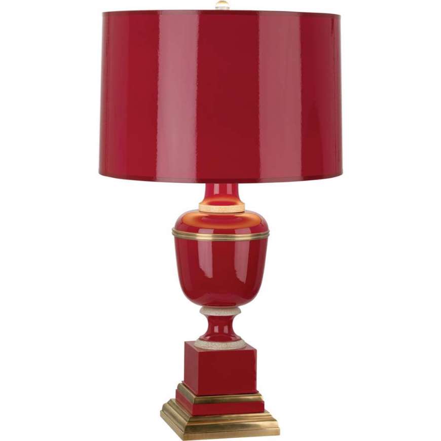 Picture of ROBERT ABBEY ANNIKA ACCENT LAMP IN RED LACQUERED PAINT AND NATURAL BRASS WITH IVORY CRACKLE ACCENTS 2505