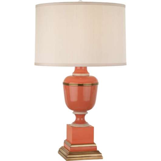Picture of ROBERT ABBEY ANNIKA TABLE LAMP IN TANGERINE LACQUERED PAINT WITH NATURAL BRASS AND IVORY CRACKLE ACCENTS 2600X