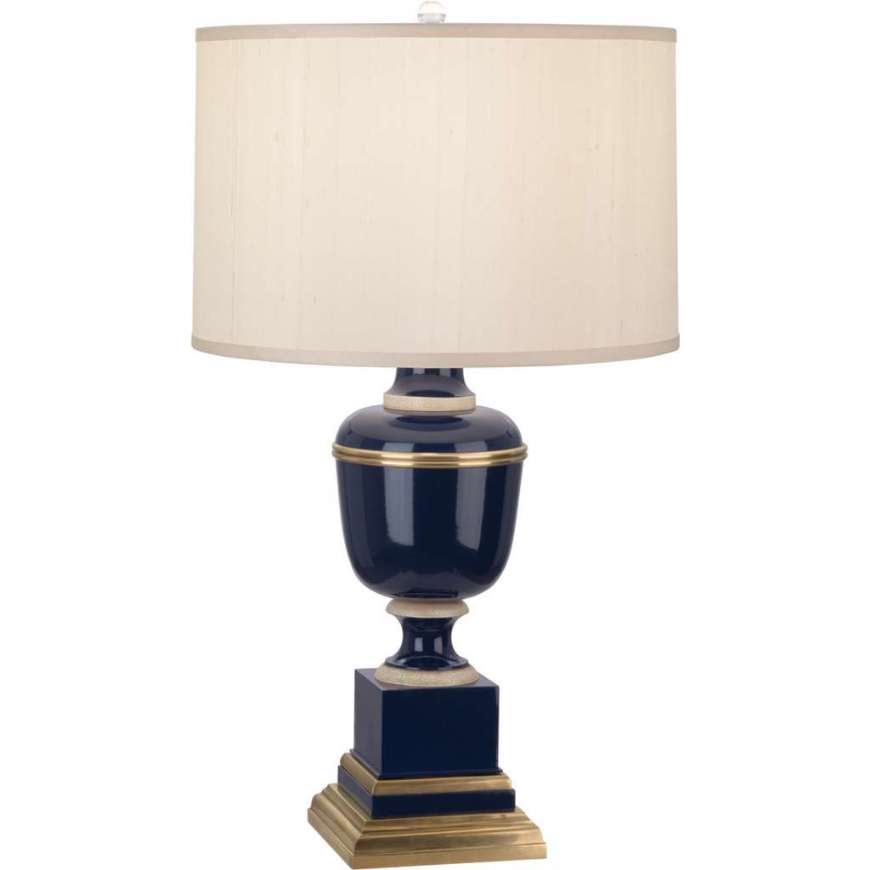 Picture of ROBERT ABBEY ANNIKA TABLE LAMP IN COBALT LACQUERED PAINT WITH NATURAL BRASS AND IVORY CRACKLE ACCENTS 2500X