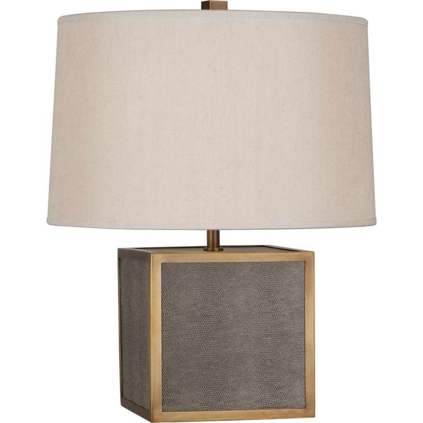 Picture of ROBERT ABBEY ANNA ACCENT LAMP IN FAUX BROWN SNAKESKIN WRAPPED BASE W/ AGED BRASS ACCENTS 897