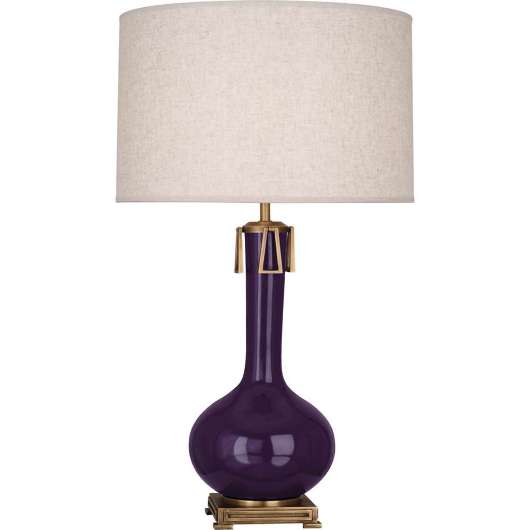 Picture of ROBERT ABBEY AMETHYST ATHENA TABLE LAMP IN AMETHYST GLAZED CERAMIC WITH AGED BRASS ACCENTS AM992