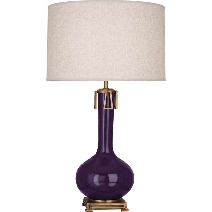 Picture of ROBERT ABBEY AMETHYST ATHENA TABLE LAMP IN AMETHYST GLAZED CERAMIC WITH AGED BRASS ACCENTS AM992