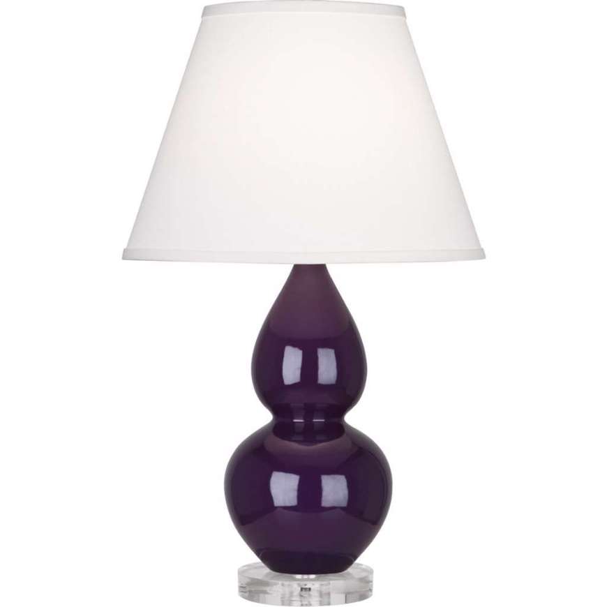 Picture of ROBERT ABBEY AMETHYST SMALL DOUBLE GOURD ACCENT LAMP IN AMETHYST GLAZED CERAMIC WITH LUCITE BASE A767X