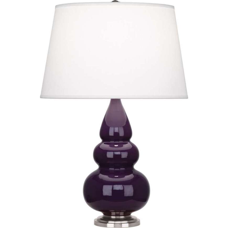 Picture of ROBERT ABBEY AMETHYST SMALL TRIPLE GOURD ACCENT LAMP IN AMETHYST GLAZED CERAMIC WITH ANTIQUE SILVER FINISHED ACCENTS 380X
