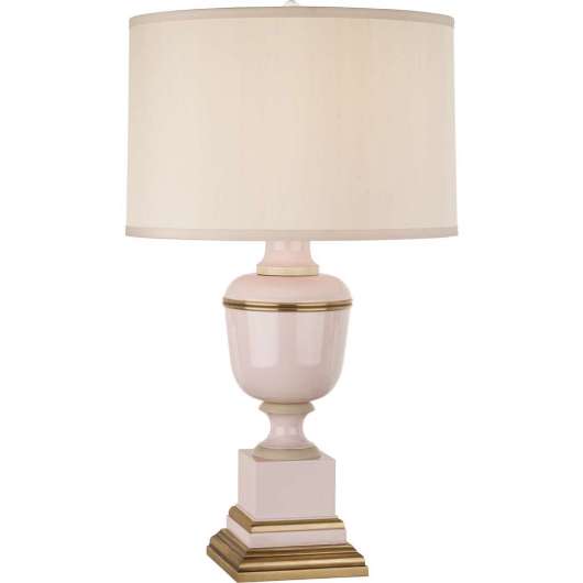 Picture of ROBERT ABBEY ANNIKA TABLE LAMP IN BLUSH LACQUERED PAINT WITH NATURAL BRASS AND IVORY CRACKLE ACCENTS 2602X