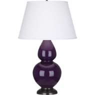 Picture of ROBERT ABBEY AMETHYST DOUBLE GOURD TABLE LAMP IN AMETHYST GLAZED CERAMIC WITH DEEP PATINA BRONZE FINISHED ACCENTS 1746X