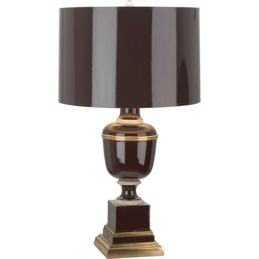 Picture of ROBERT ABBEY ANNIKA ACCENT LAMP IN CHOCOLATE LACQUERED PAINT WITH NATURAL BRASS AND IVORY CRACKLE ACCENTS 2506
