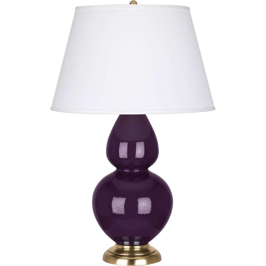 Picture of ROBERT ABBEY AMETHYST DOUBLE GOURD TABLE LAMP IN AMETHYST GLAZED CERAMIC WITH ANTIQUE NATURAL BRASS FINISHED ACCENTS 1745X
