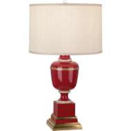 Picture of ROBERT ABBEY ANNIKA TABLE LAMP IN RED LACQUERED PAINT WITH NATURAL BRASS AND IVORY CRACKLE ACCENTS 2501X