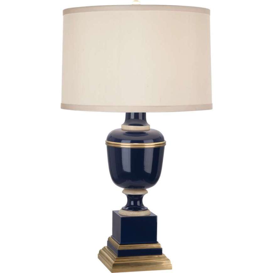 Picture of ROBERT ABBEY ANNIKA ACCENT LAMP IN COBALT LACQUERED PAINT AND NATURAL BRASS WITH IVORY CRACKLE ACCENTS 2504X