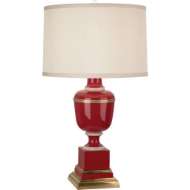 Picture of ROBERT ABBEY ANNIKA ACCENT LAMP IN RED LACQUERED PAINT WITH NATURAL BRASS AND IVORY CRACKLE ACCENTS 2505X