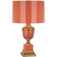 Picture of ROBERT ABBEY ANNIKA TABLE LAMP IN TANGERINE LACQUERED PAINT WITH NATURAL BRASS AND IVORY CRACKLE ACCENTS 2600