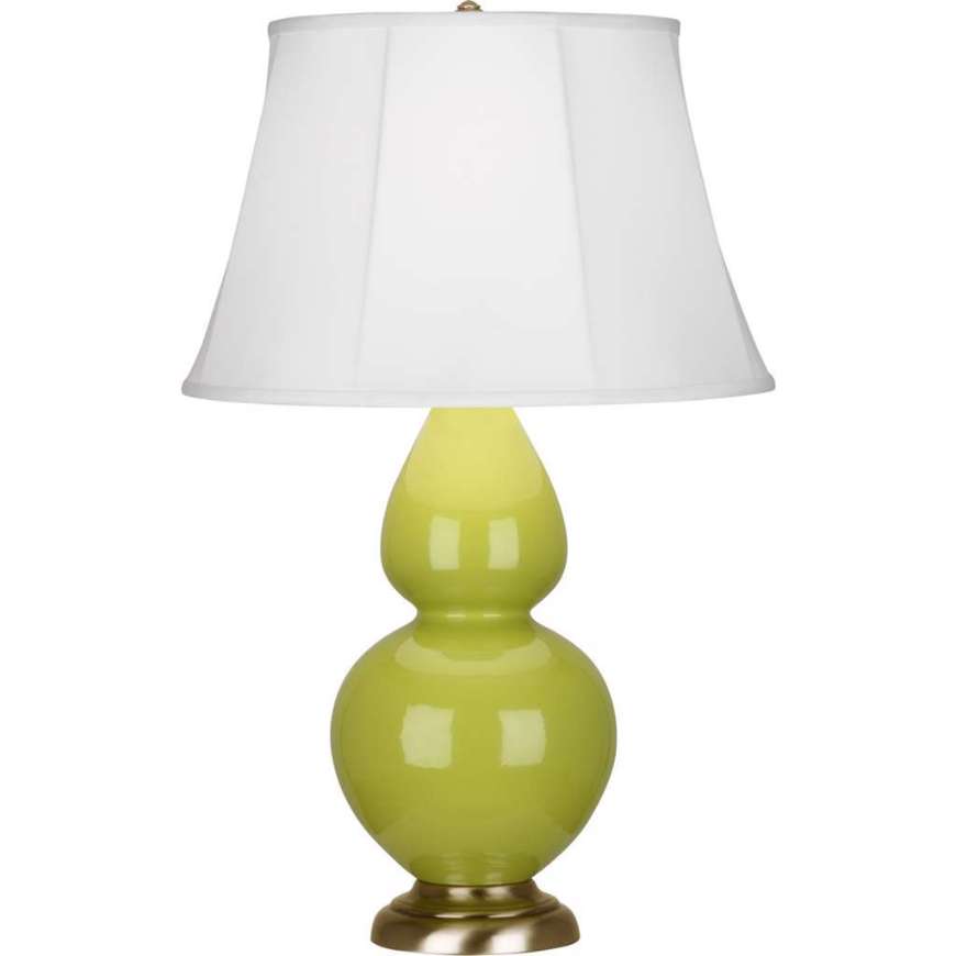 Picture of ROBERT ABBEY APPLE DOUBLE GOURD TABLE LAMP IN APPLE GLAZED CERAMIC WITH ANTIQUE NATURAL BRASS FINISHED ACCENTS 1663