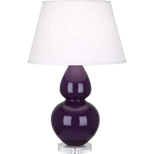 Picture of ROBERT ABBEY AMETHYST DOUBLE GOURD TABLE LAMP IN AMETHYST GLAZED CERAMIC WITH LUCITE BASE A747X