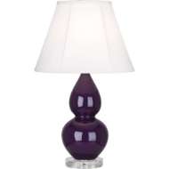 Picture of ROBERT ABBEY AMETHYST SMALL DOUBLE GOURD ACCENT LAMP IN AMETHYST GLAZED CERAMIC WITH LUCITE BASE A767