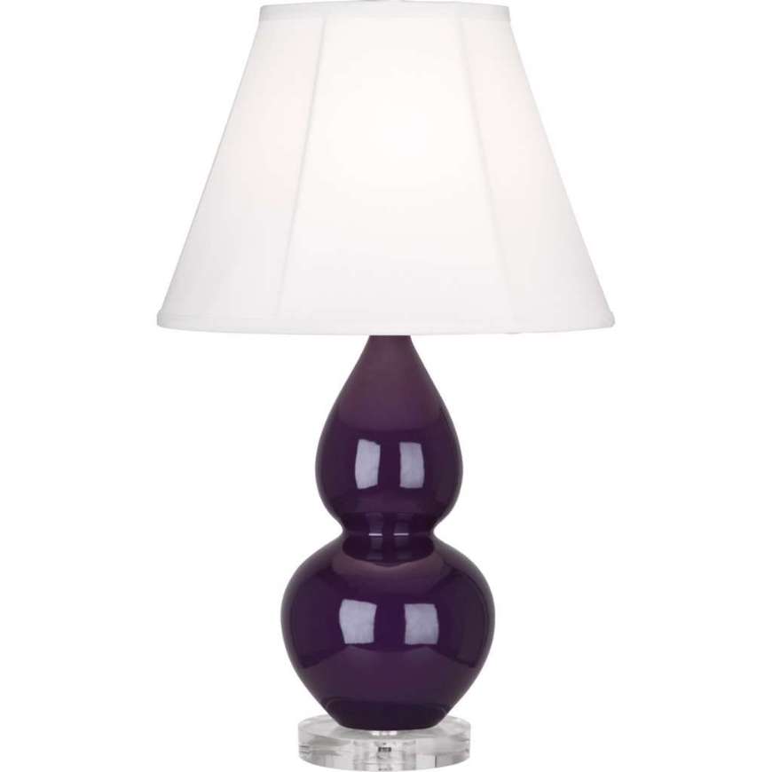 Picture of ROBERT ABBEY AMETHYST SMALL DOUBLE GOURD ACCENT LAMP IN AMETHYST GLAZED CERAMIC WITH LUCITE BASE A767