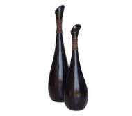 Picture of BLACK FLOOR VASE WITH ABACA